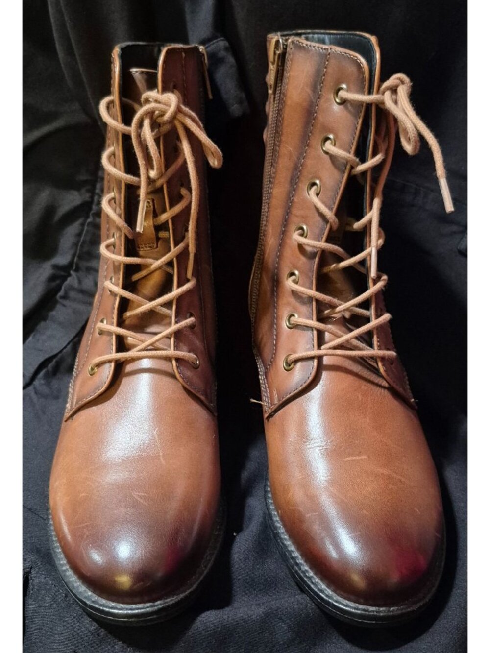 Josef Seibel Simona 01 Low Heel Cognac Leather Ankle Boot Size 10 /41 NWOB